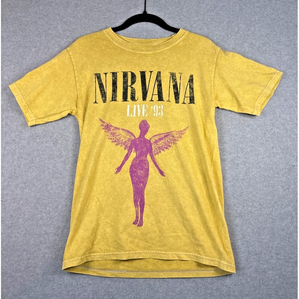 Nirvana In Utero T-shirt Live '93 in Yellow RN#153105 - Adult Small